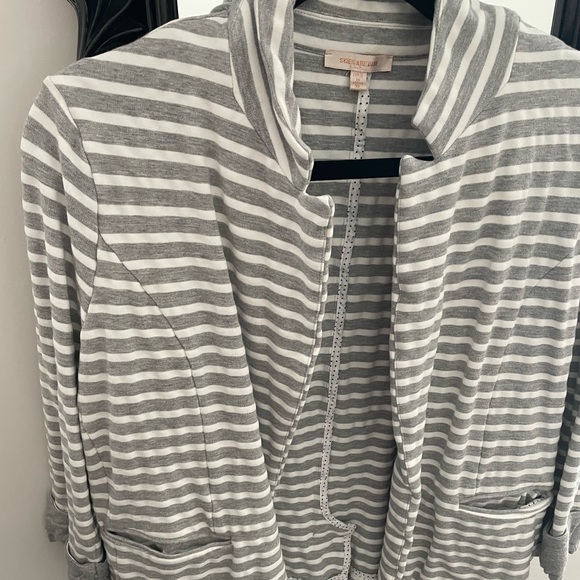 Jackets & Blazers - Grey and white stripe blazer
